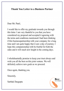 Thank You Letter to a Business Partner