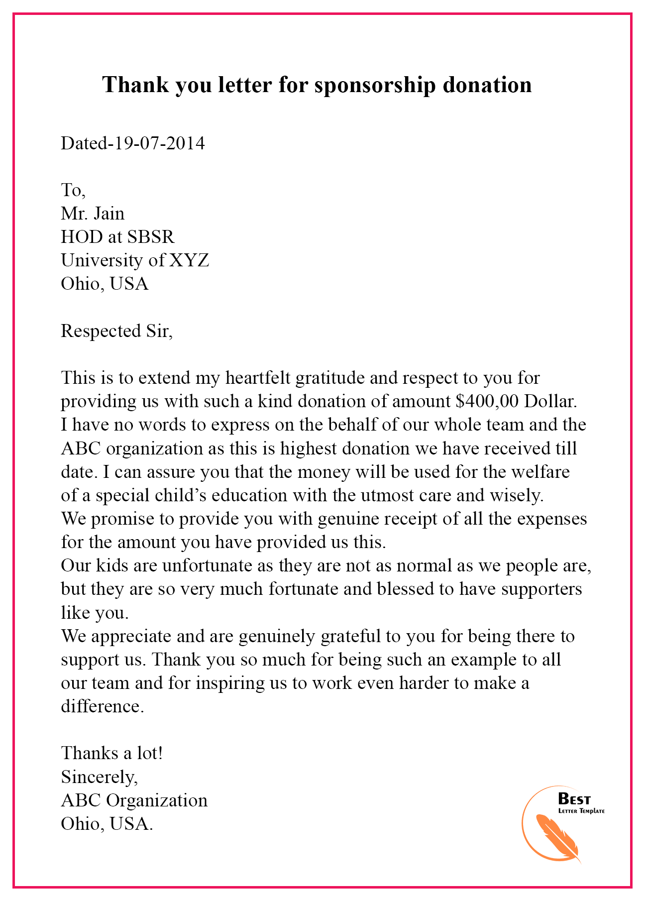 Thank You Sponsorship Letter from bestlettertemplate.com