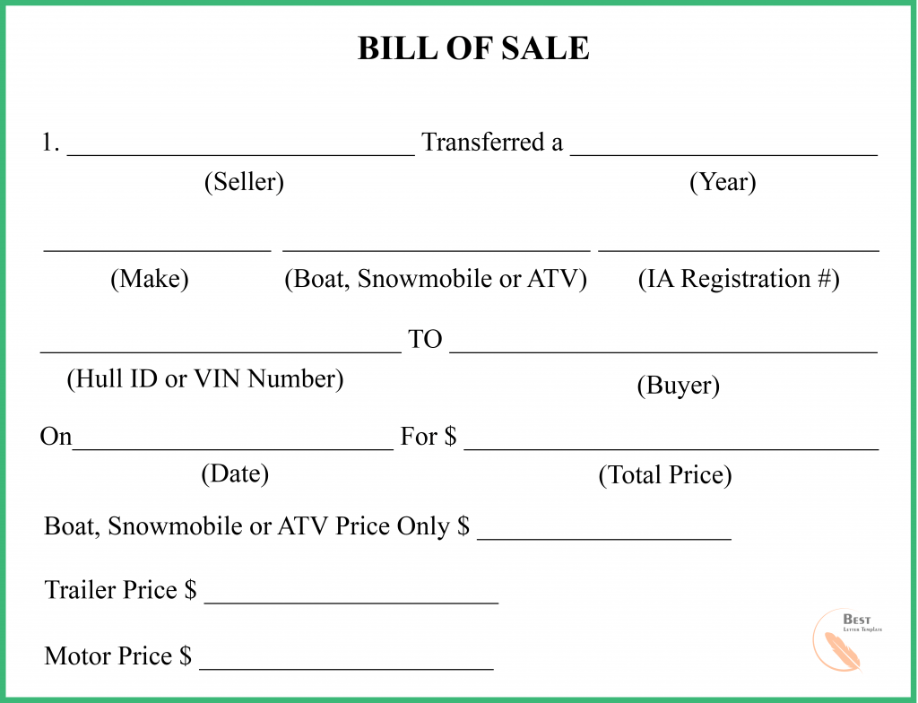 Florida Bill Of Sale Form For DMV Motorcycle Boat PDF Word