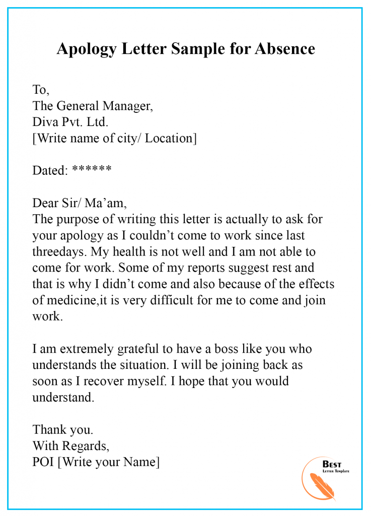 Work Excuse Letter Template from bestlettertemplate.com
