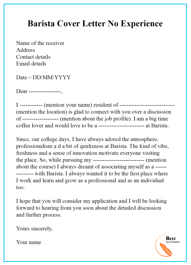 coffee shop application letter with no experience