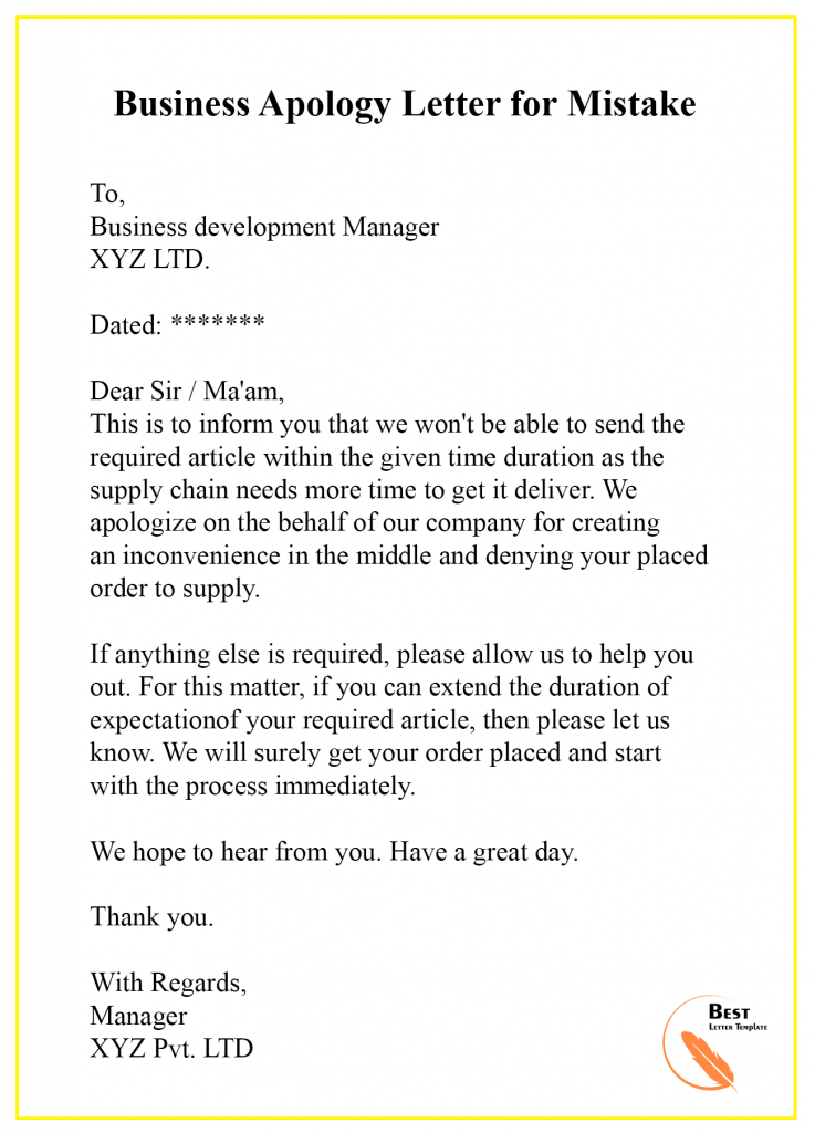 Business Apology Letter Template from bestlettertemplate.com