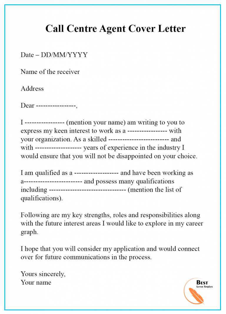 cover letter for job application in call center