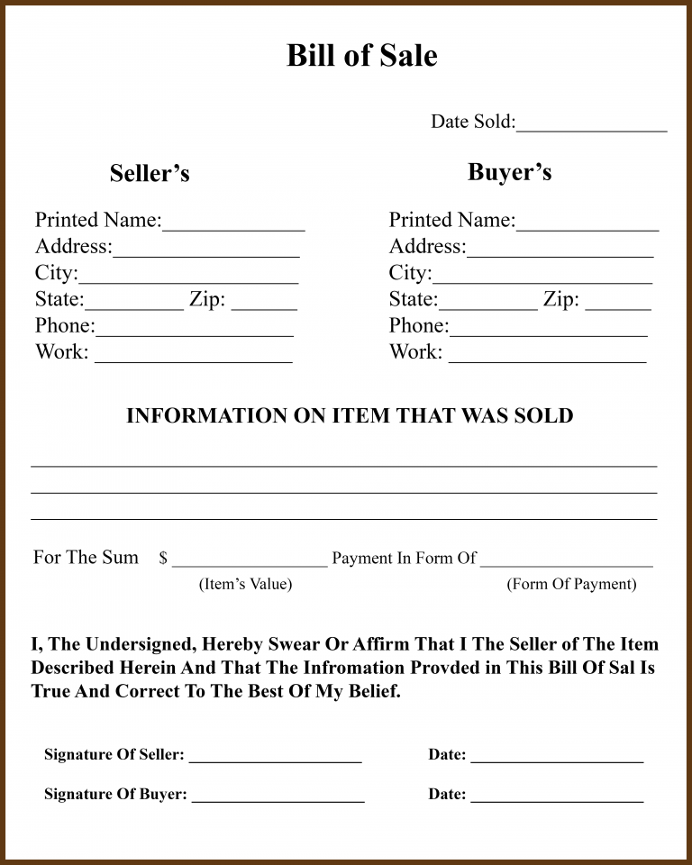 Michigan Bill of Sale Form for DMV Car Boat PDF Word