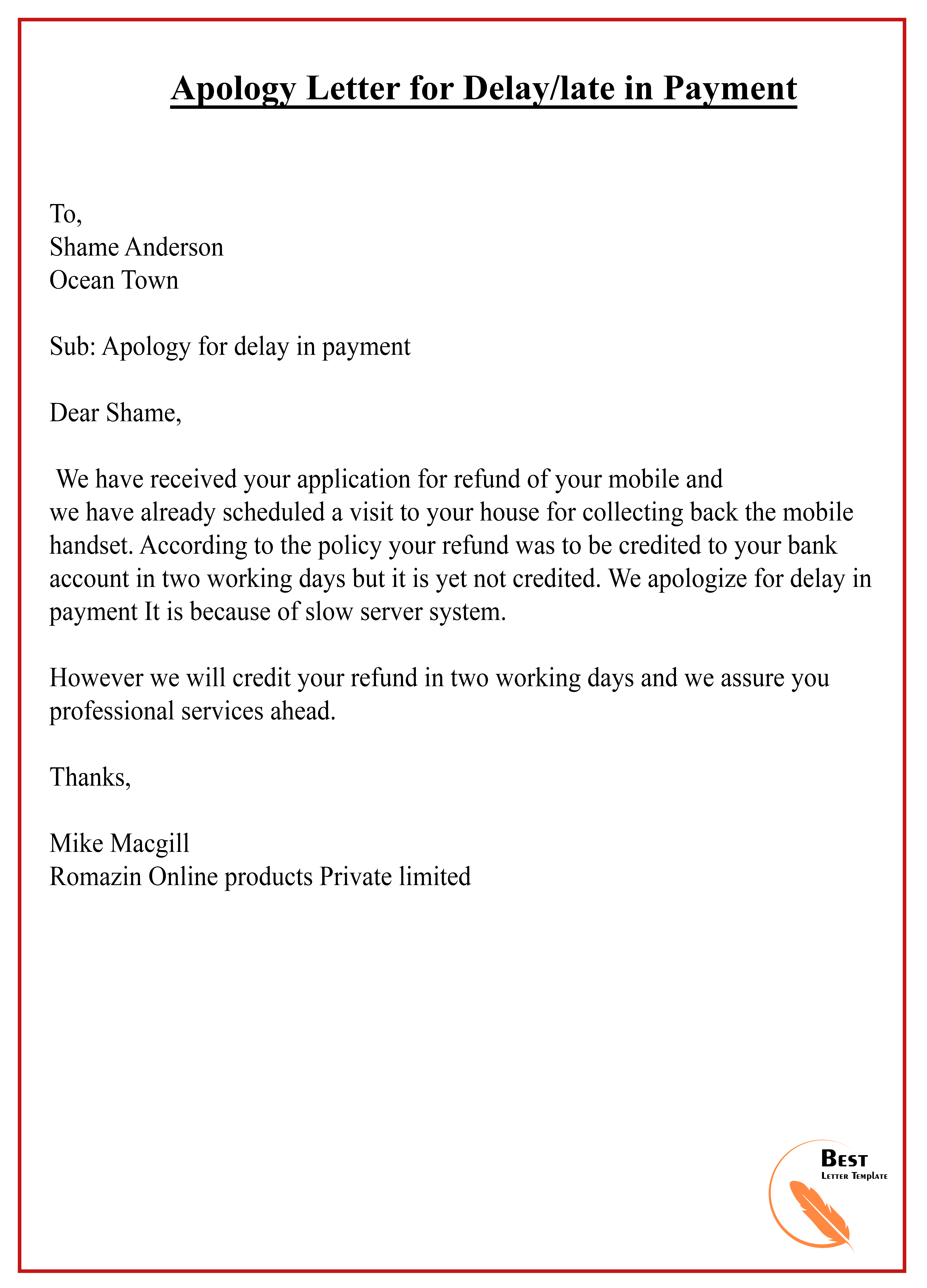 Late Payment Letter Template from bestlettertemplate.com