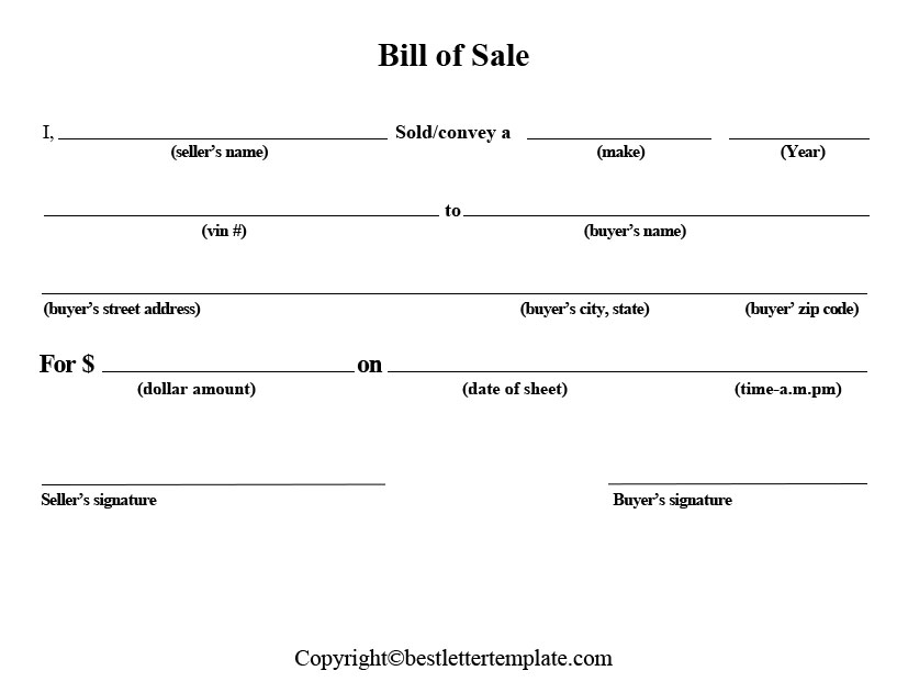 Car Bill of Sale for Virginia