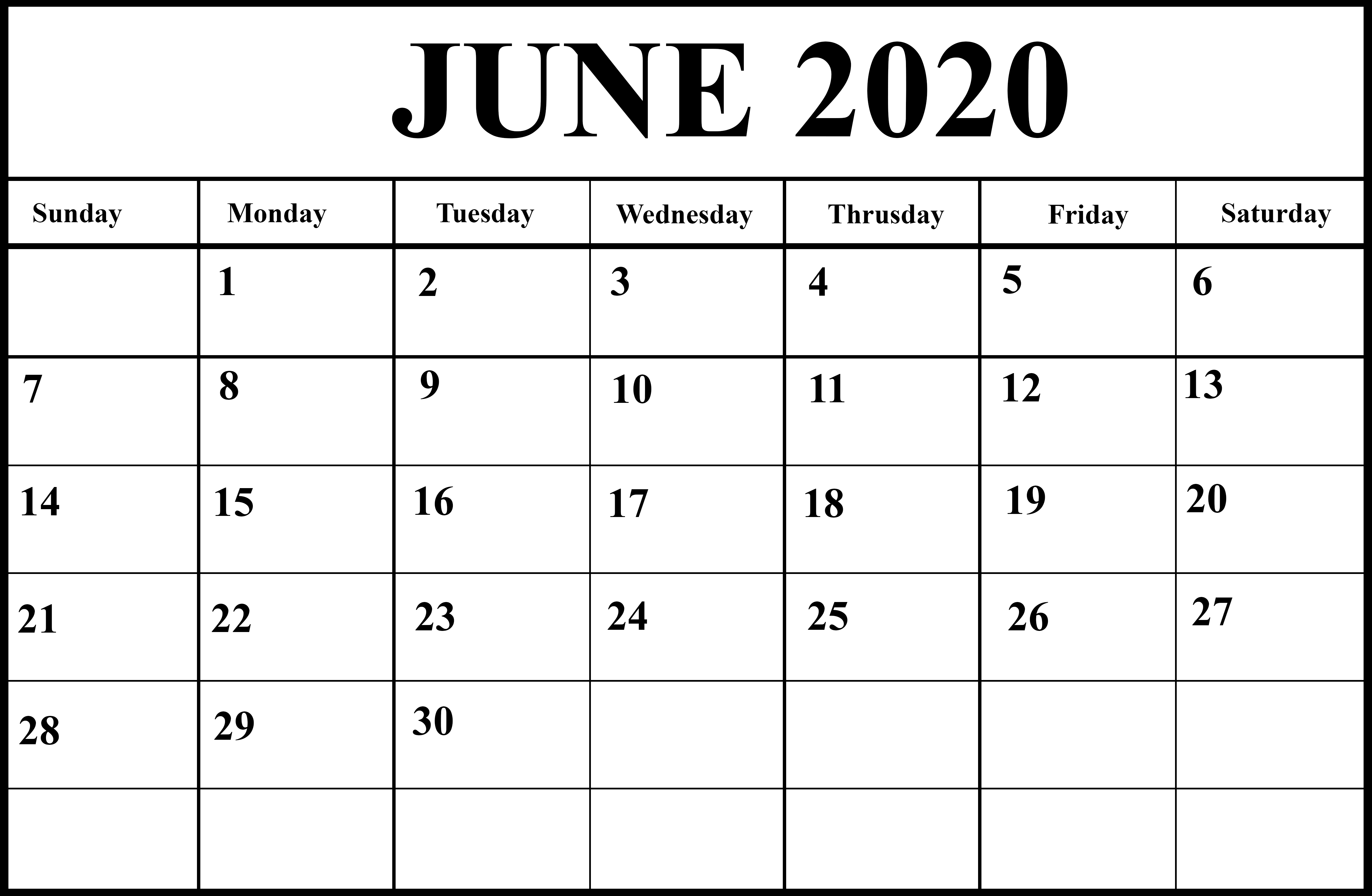 Printable June 2020 Holiday Calendar Best Letter Template