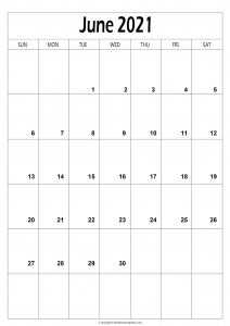 Free Printable June 2021 Calendar Template in PDF Word Excel
