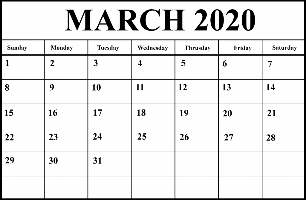 Free Printable March Calendar 2020 Template In PDF Word Excel