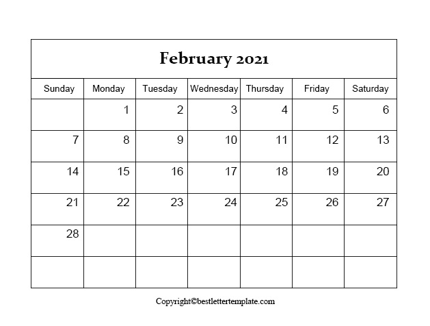 Free Printable February 2021 Calendar Template In Pdf Word Excel