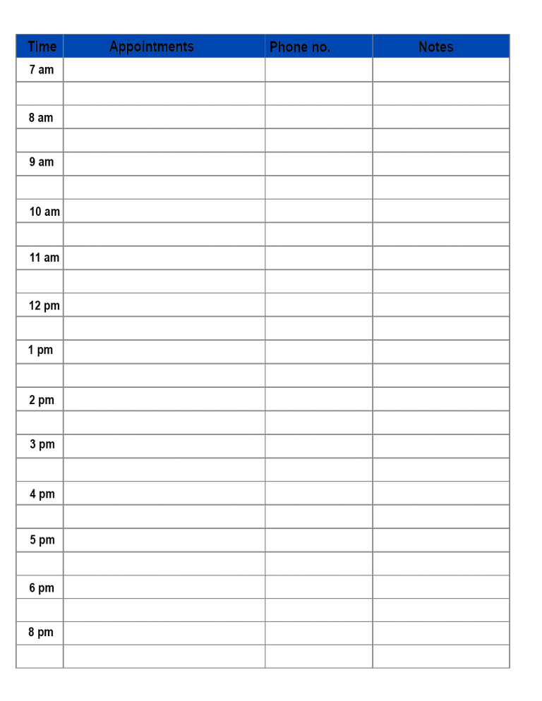 Free Printable Daily Planner Template in PDF, Word &amp; Excel