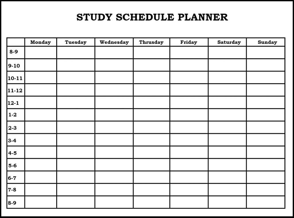Printable Blank Study Planner Calendar Template Pdf Word Excel