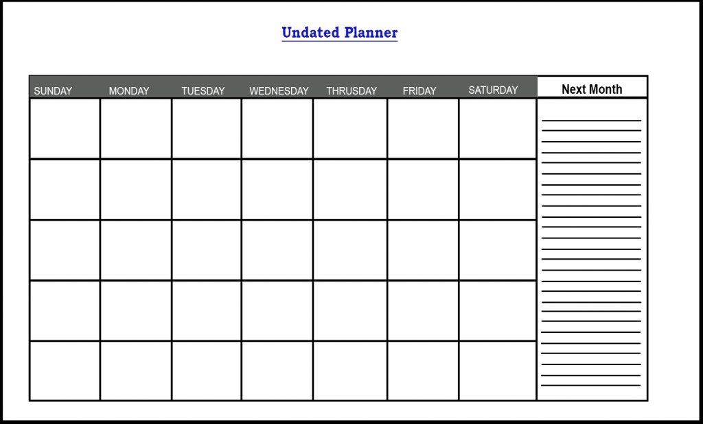 Undated Monthly Planner Template 