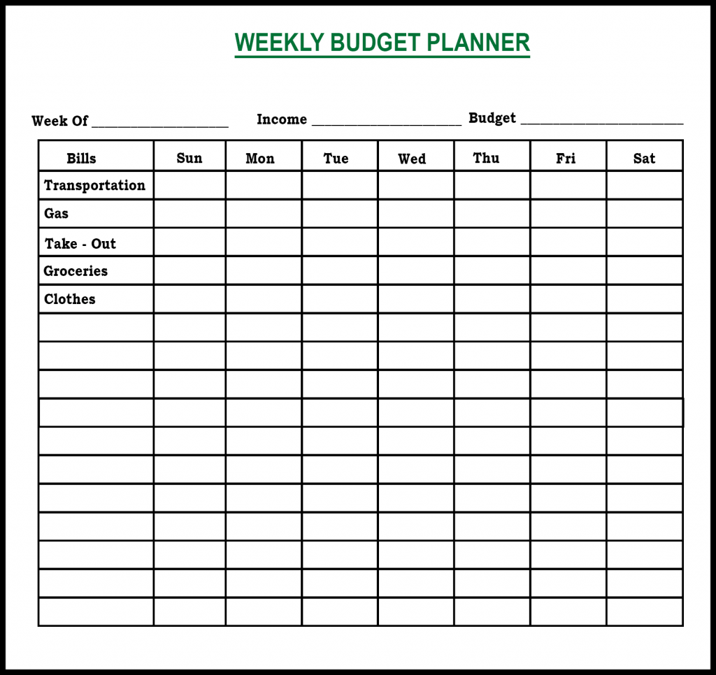 weekly budget planner