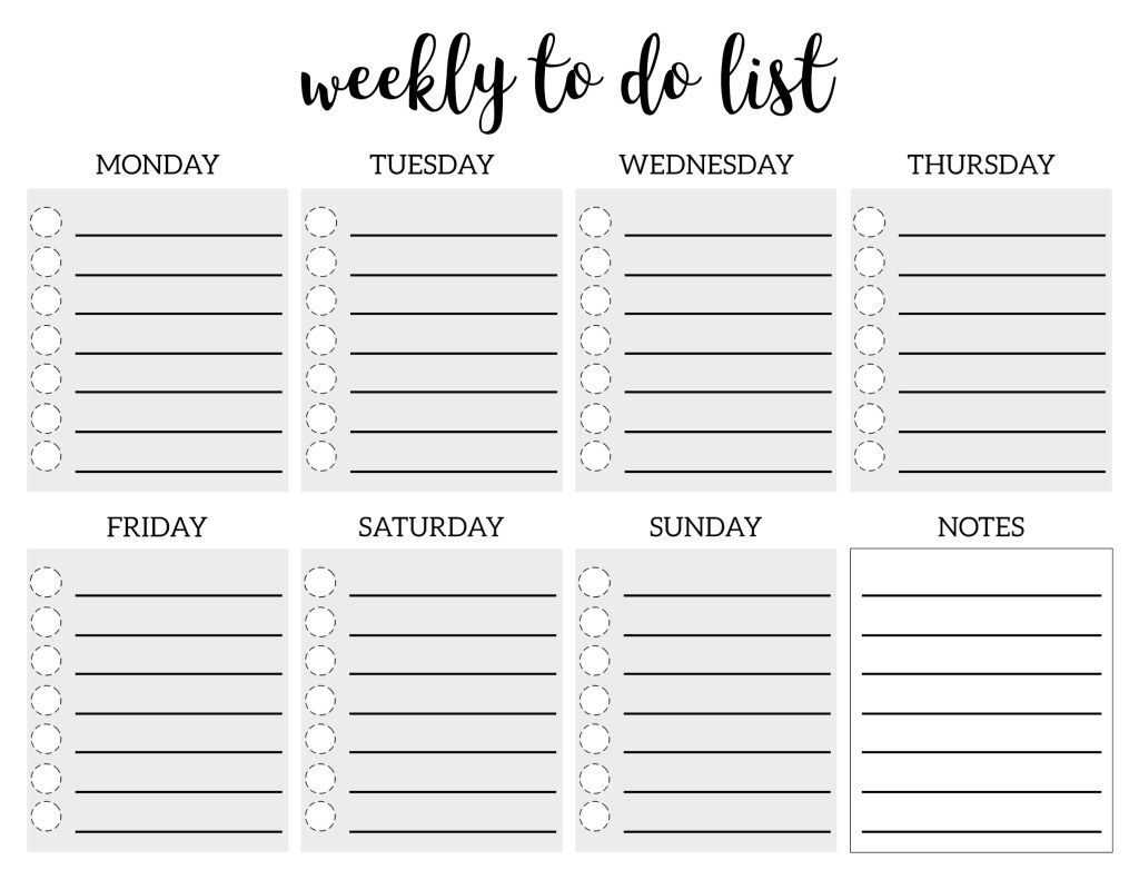 Weekly To-Do List Printable Template