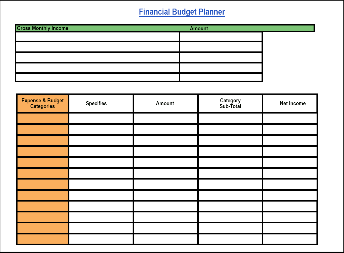 financial budget planner template