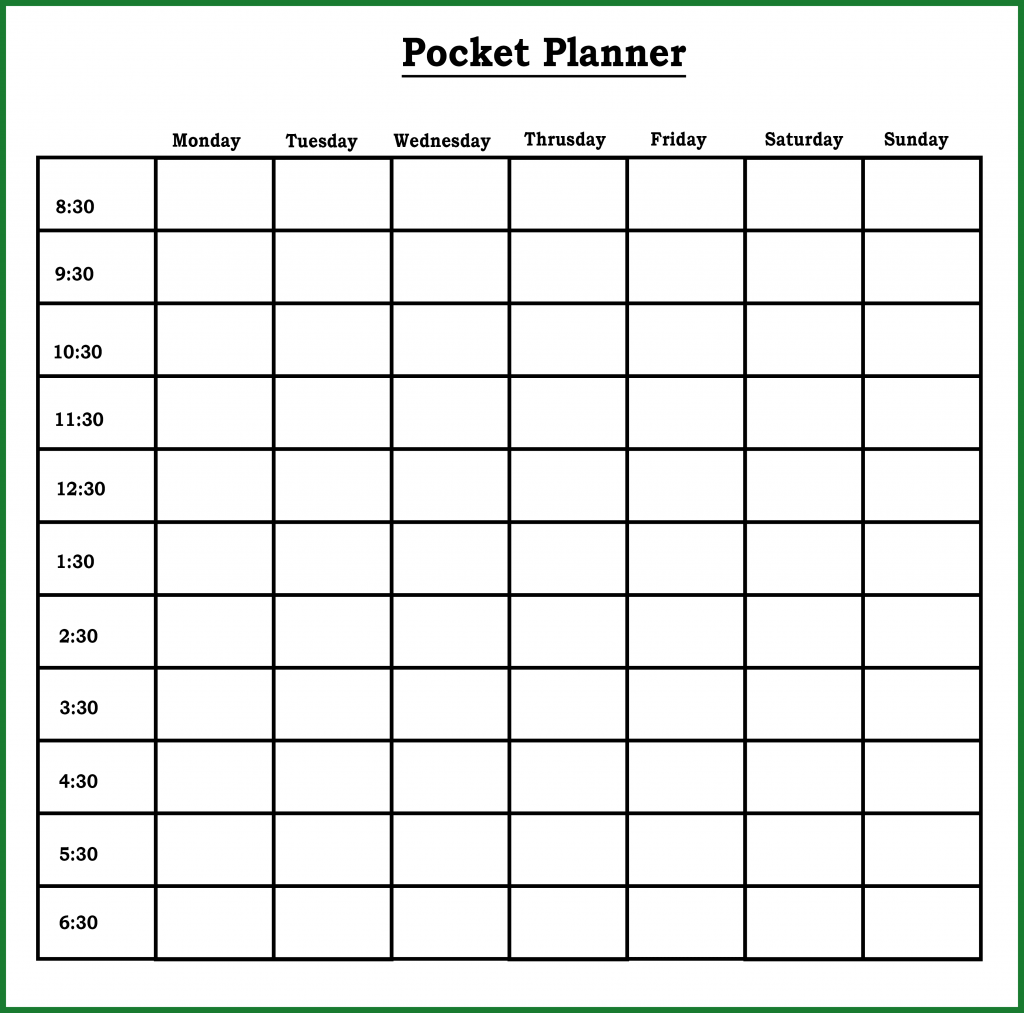 Monthly Pocket Planner Template
