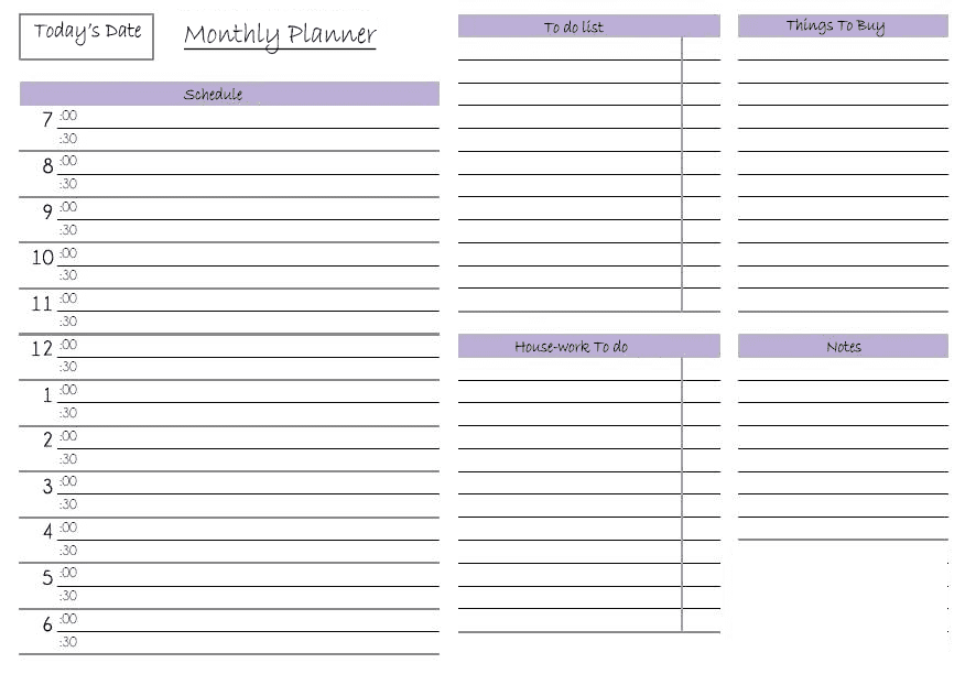 Medium Monthly Planner 