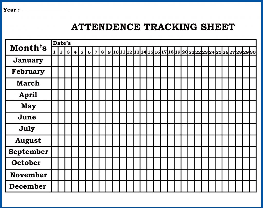 Printable Attendance Sheet / Tracker Template in PDF, Word, Google Docs