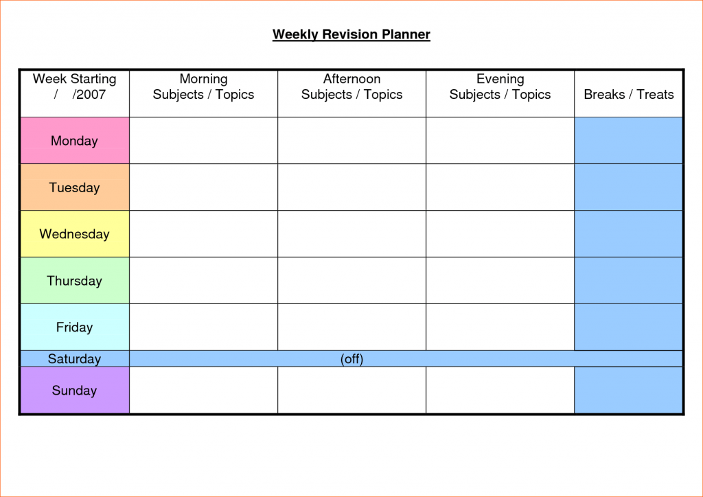 weekly planner for students