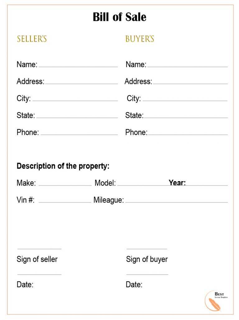 Washington Bill of Sale for DMV, Car, Boat PDF & Word