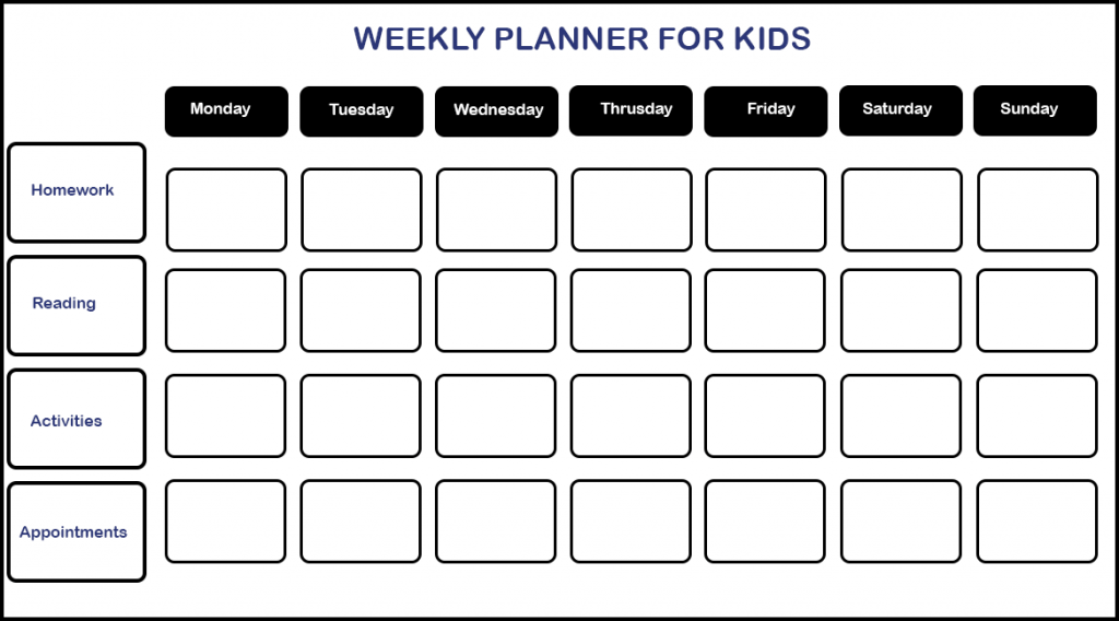 Weekly planner For Kids