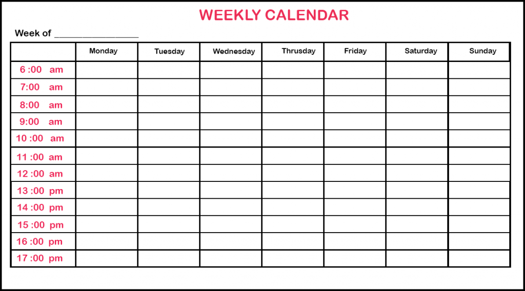 Weekly Calendar With Time Slots