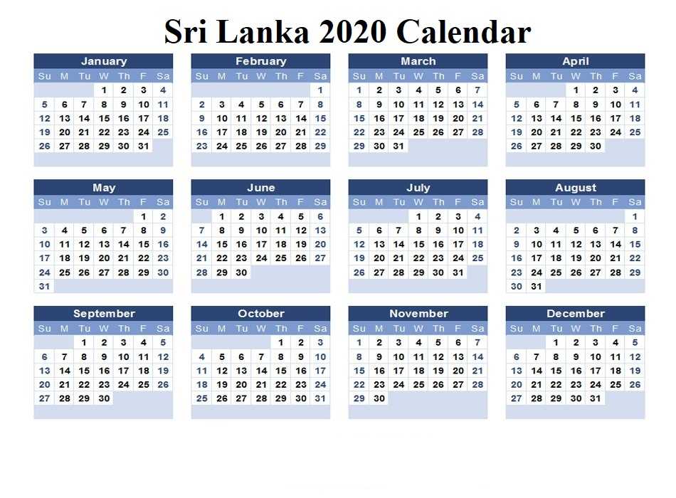 Free Printable 2020 Sri Lanka Calendar With Public Holidays