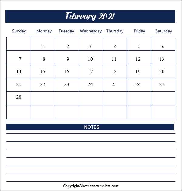 February 2021 calendar 