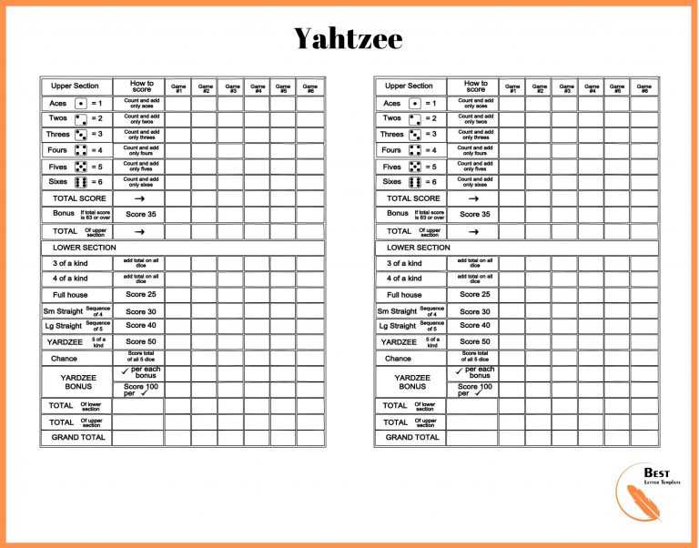 Printable Yahtzee Score Cards/Sheet -- [PDF, Online]