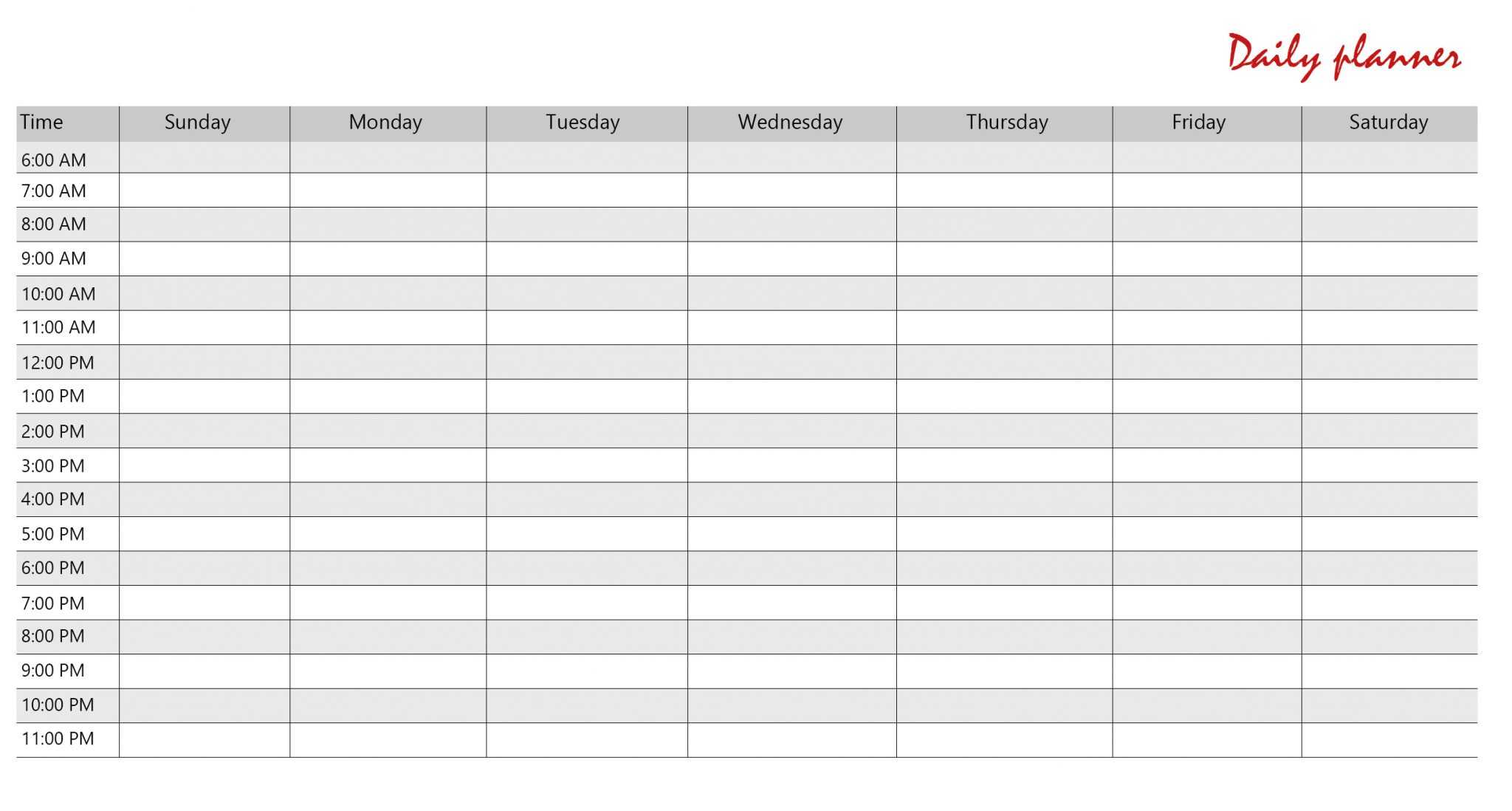 Free Printable Daily Planner Template in PDF, Word &amp; Excel