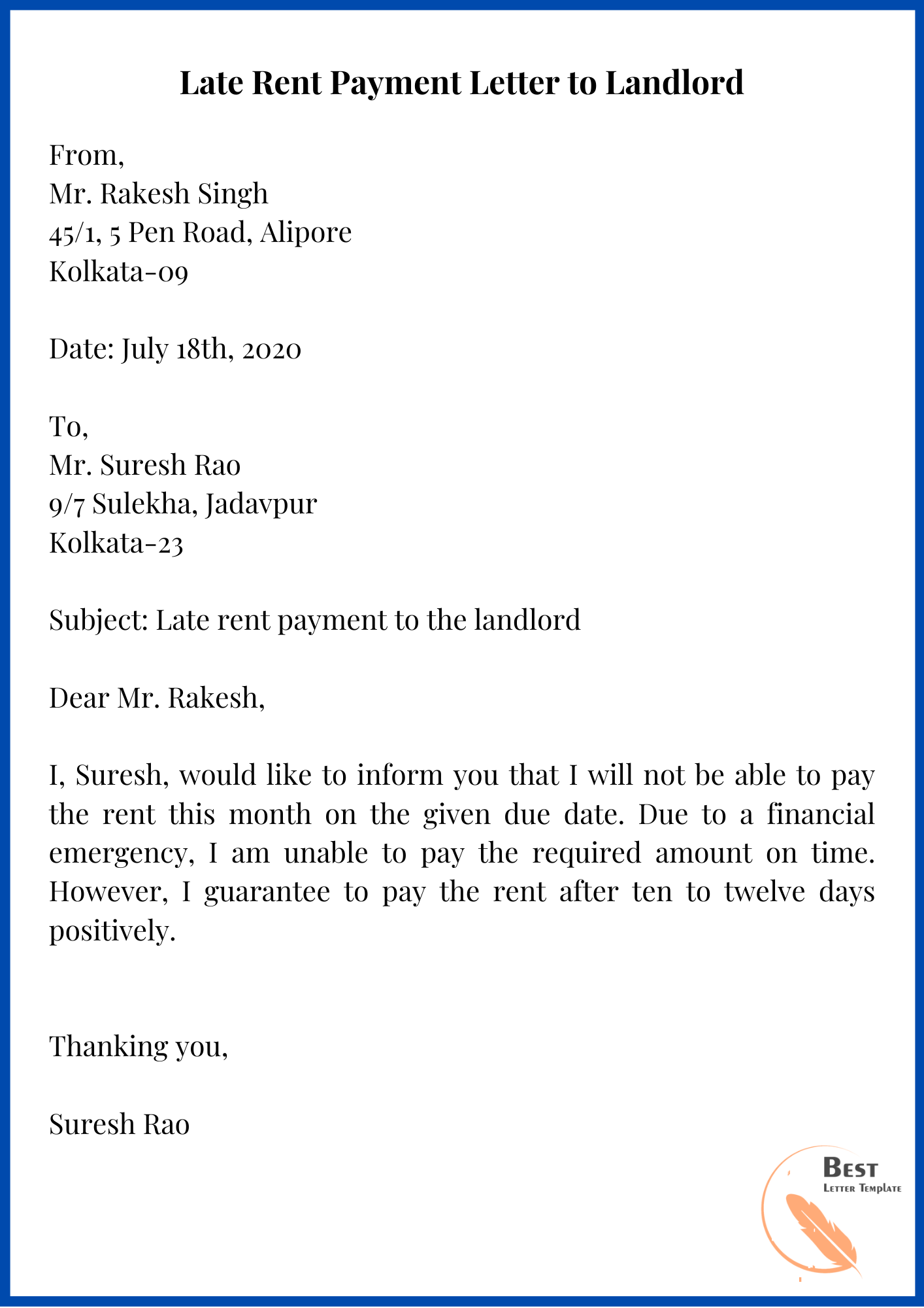 Free Late Payment Letter Template