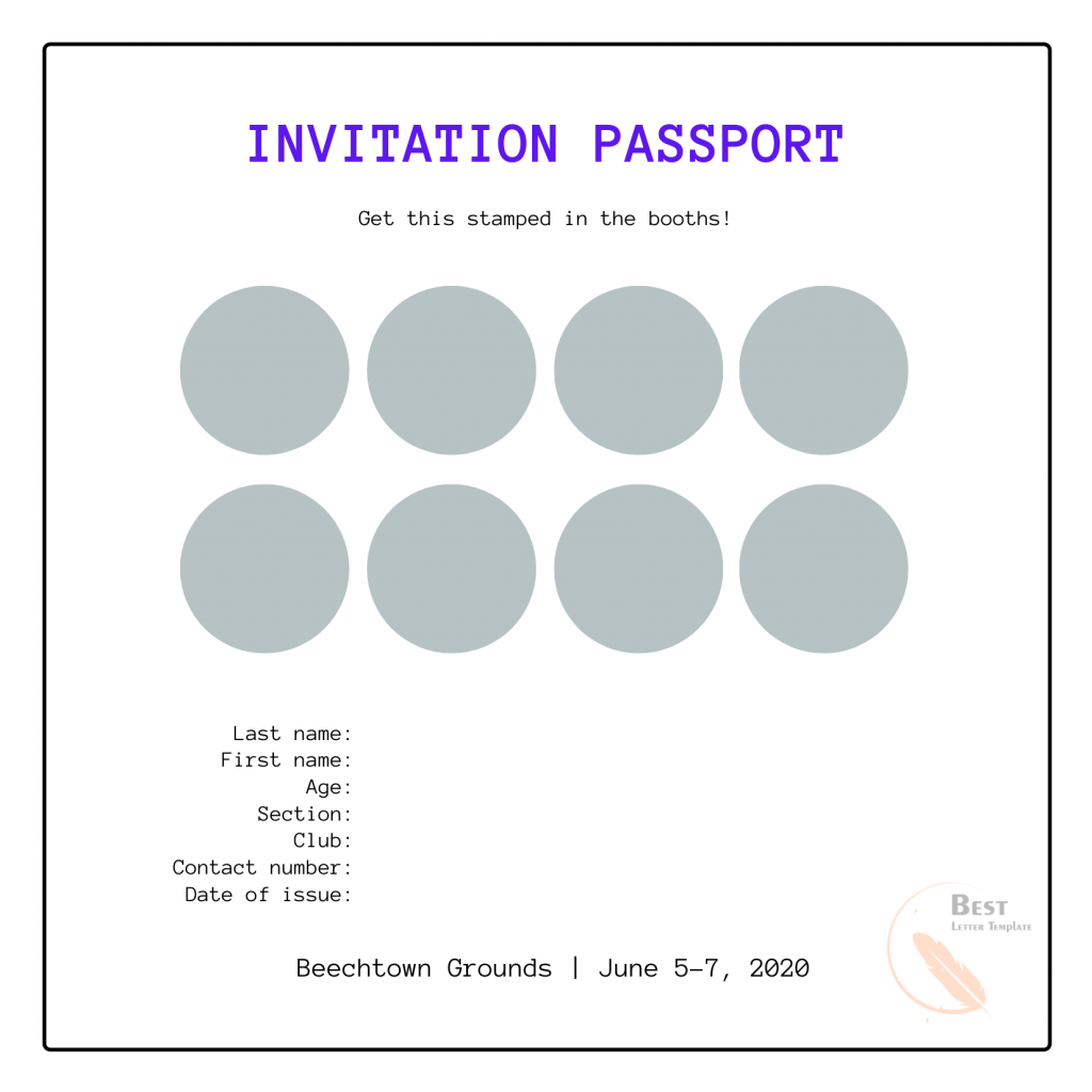 Passport Invitation Card