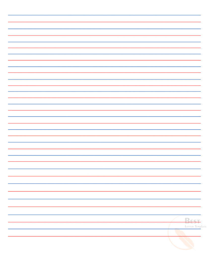 Red and Blue Lined Handwriting Paper Printable