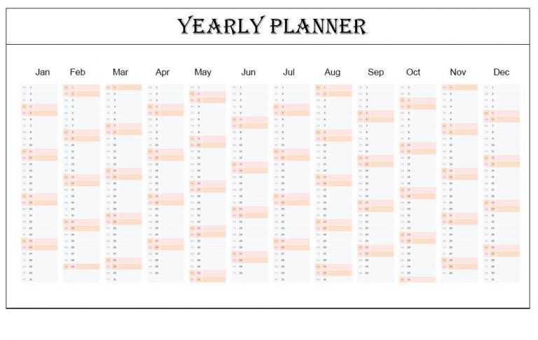 Free Printable Yearly Planner Template in PDF Word Excel