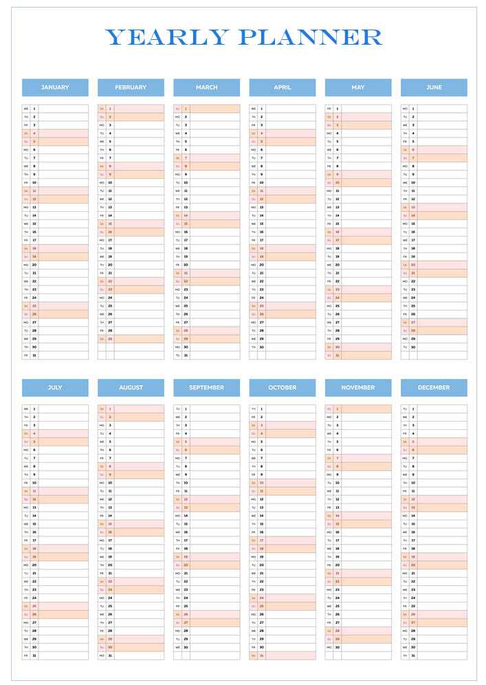 Blank Yearly Planner for Business