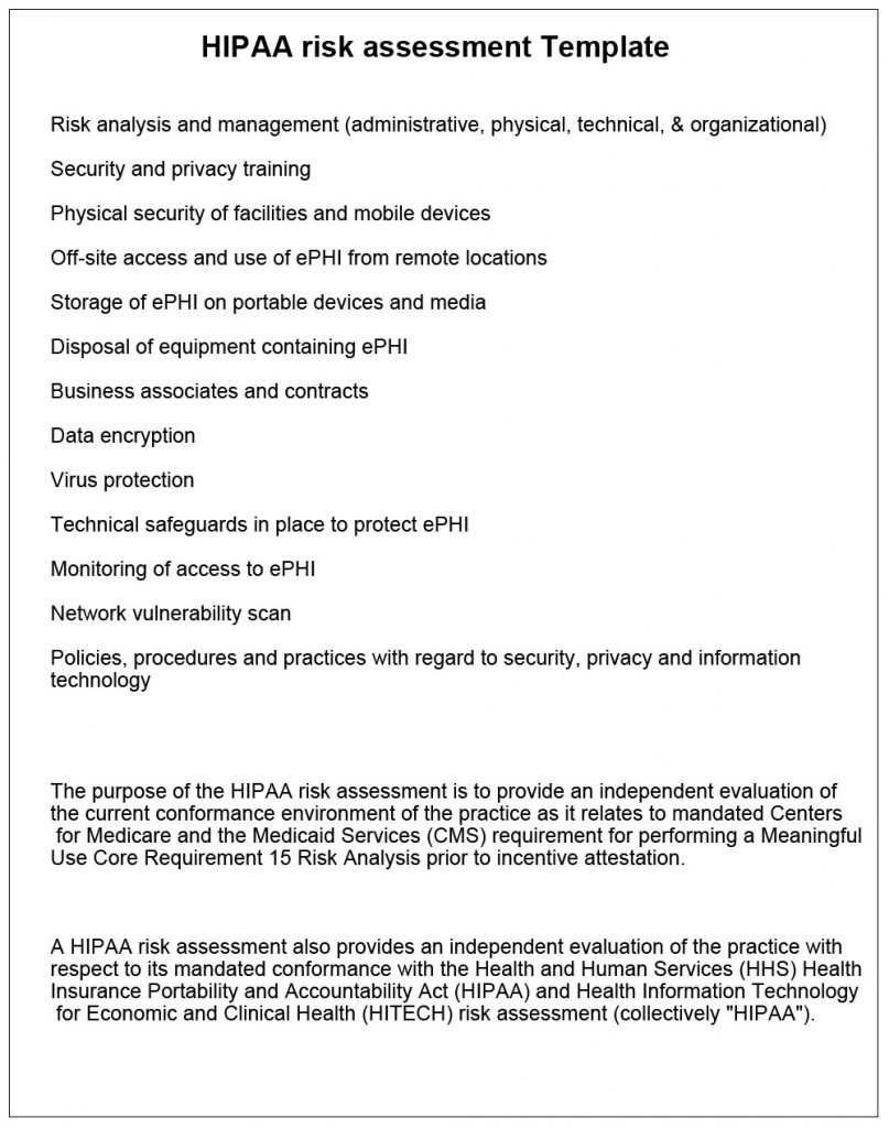 HIPAA Risk Assessment Template