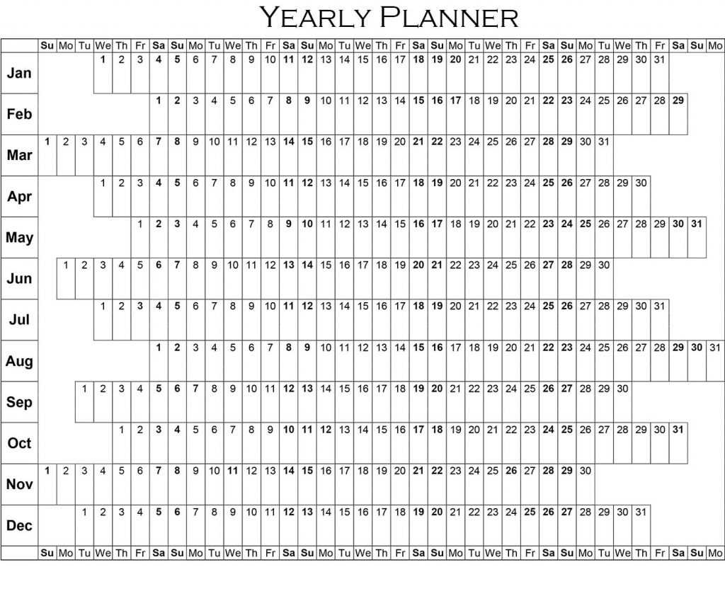 Printable Yearly Planner Excel Template