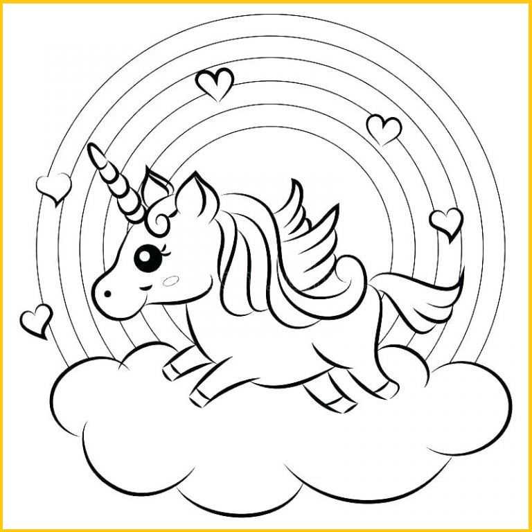Unicorn and rainbow coloring page