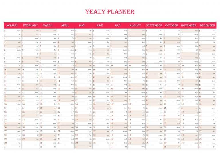 Free Printable Yearly Planner Template in PDF, Word &amp; Excel