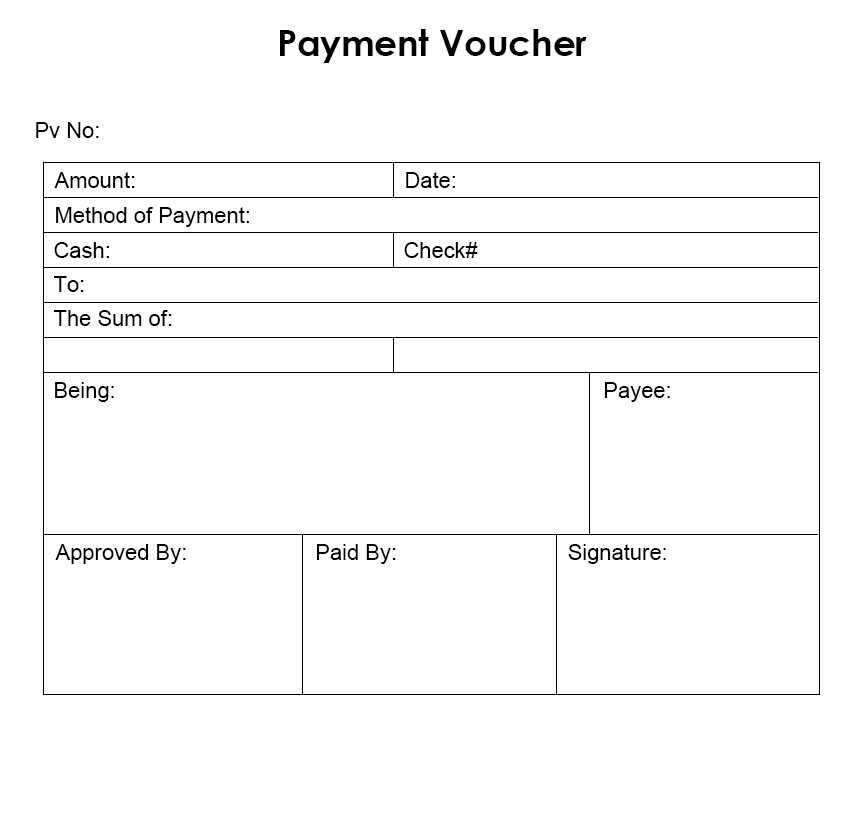 cash payment voucher template xls