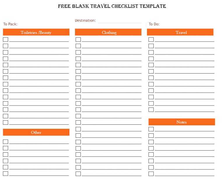 Free Travel Checklist Template in PDF, Word, Excel, Google Docs