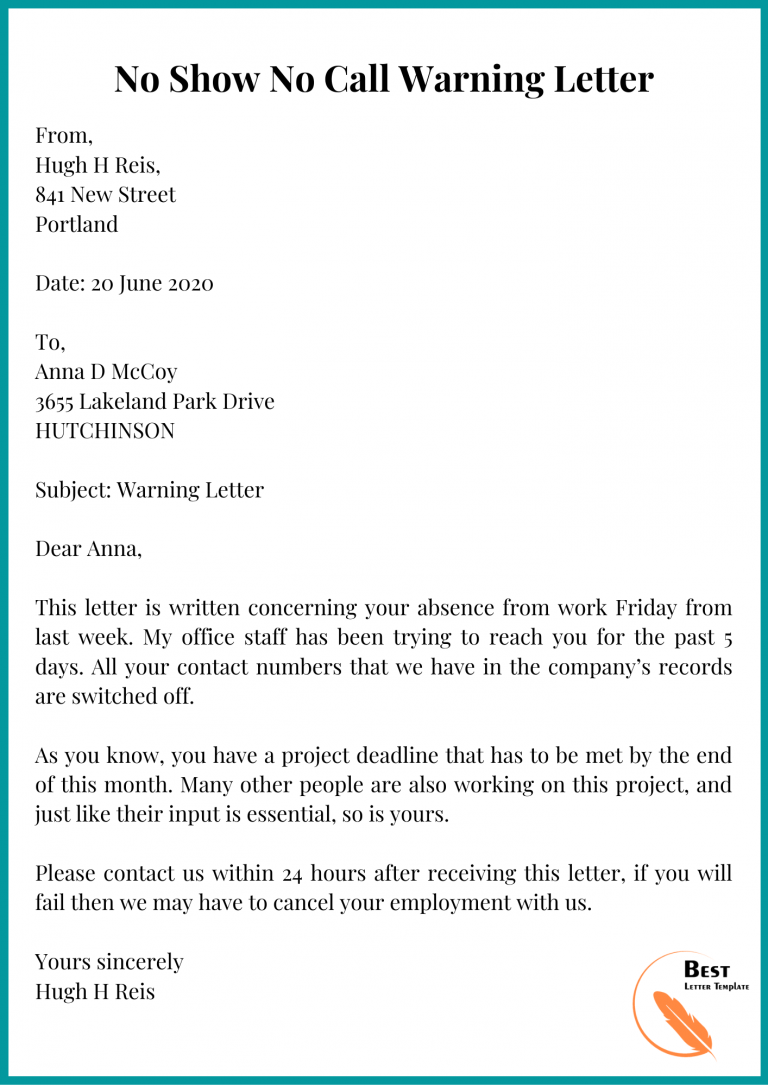 Warning Letter Template Format Sample Example In PDF Word