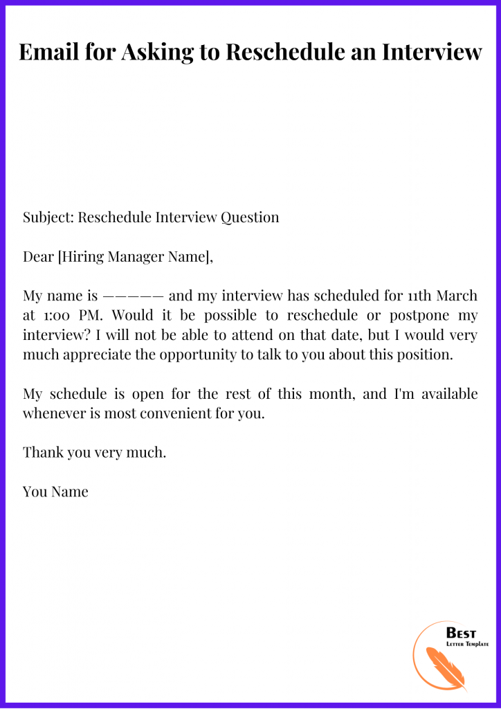 Email for Asking to Reschedule an Interview