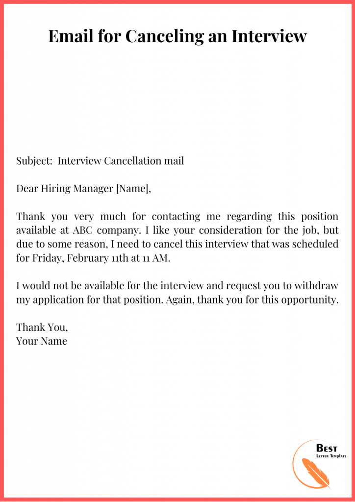 Email for Canceling an Interview