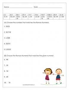 Roman Numerals Worksheet/Numbers Worksheet for Kids in PDF