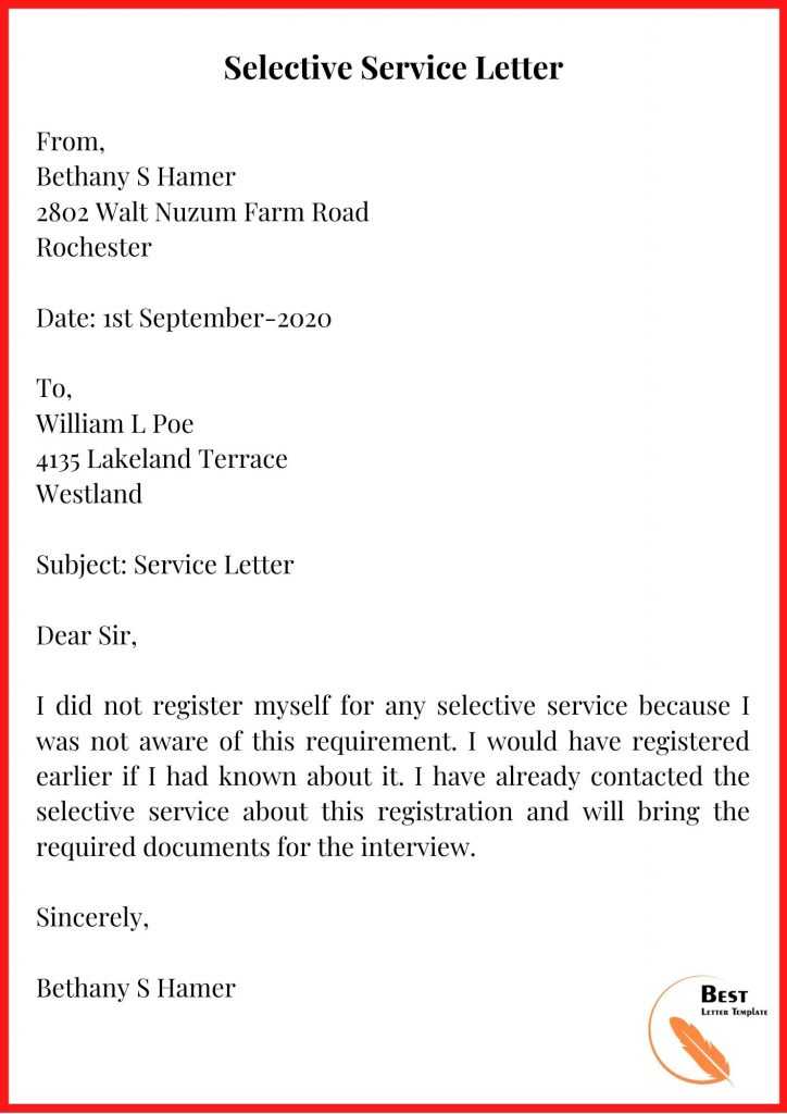 Selective Service Letter