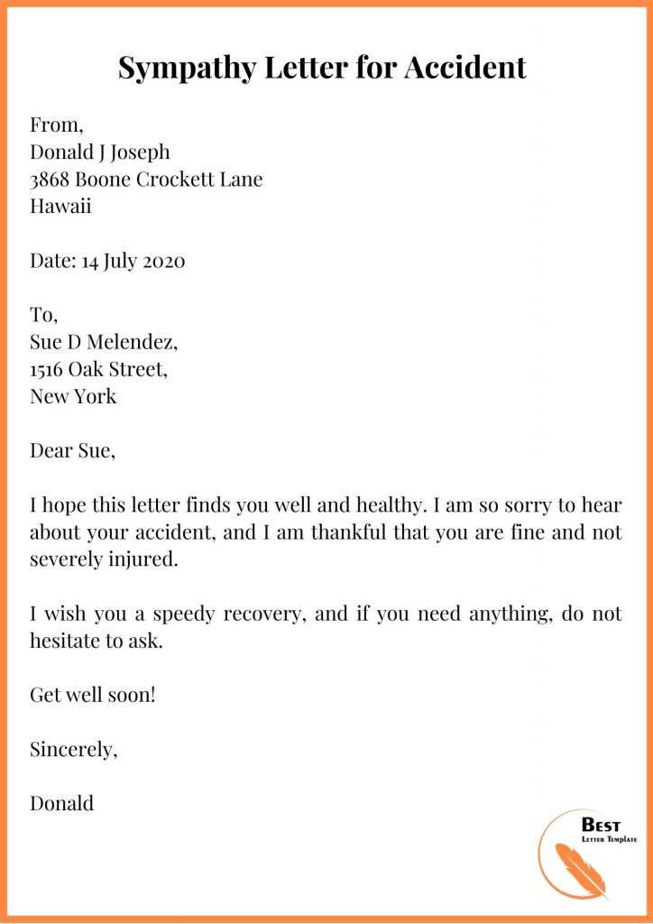 Sympathy Letter for Accident