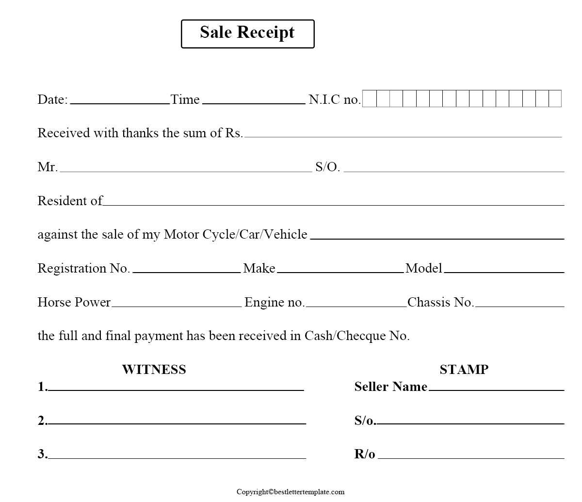 Free Printable Cash Receipt Template PDF, Word & Excel