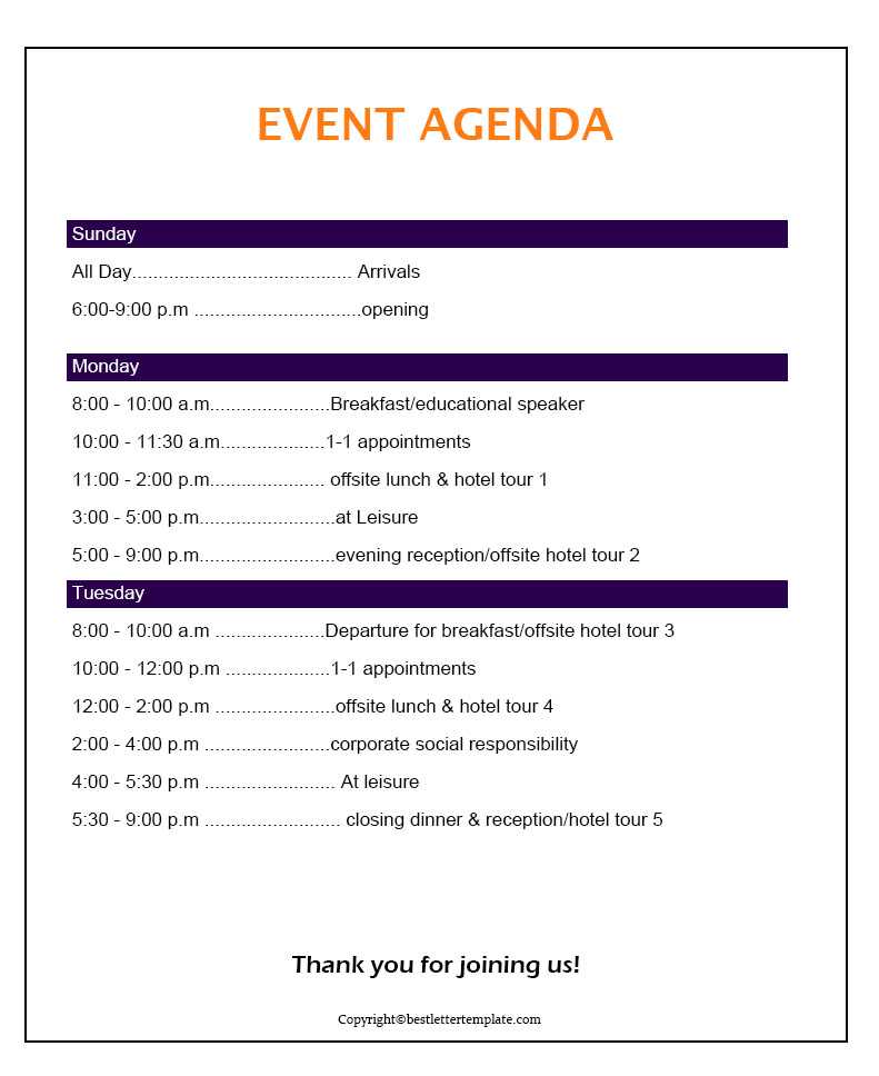 Event Agenda Template